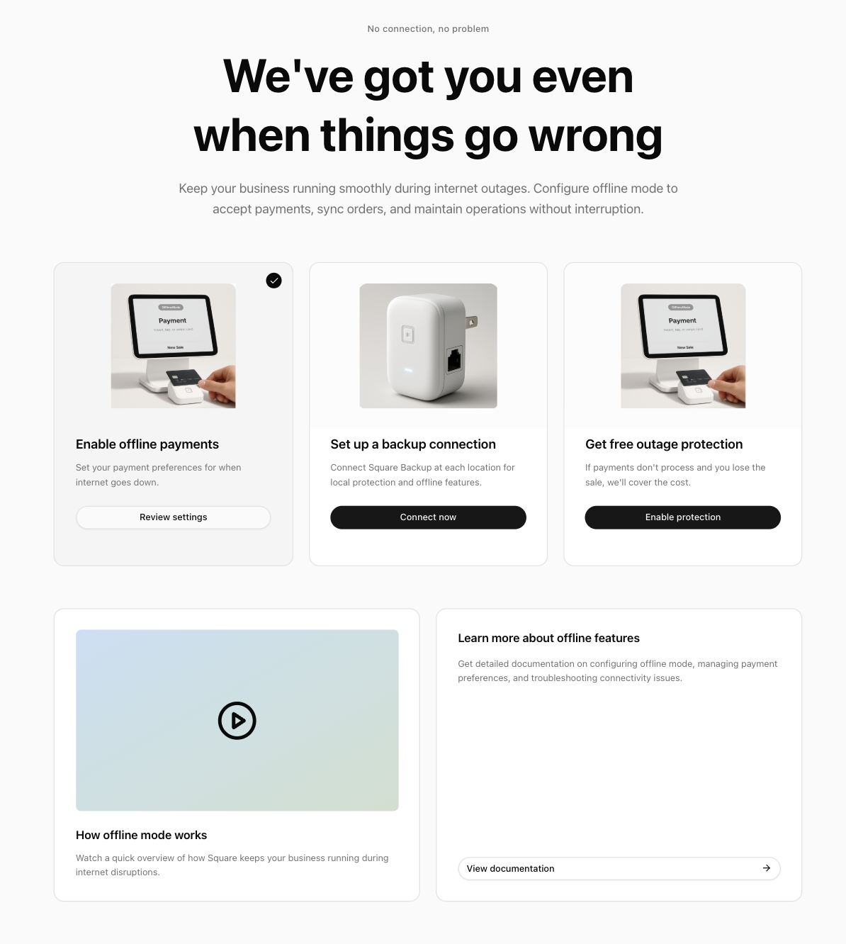 Square Backup setup flow